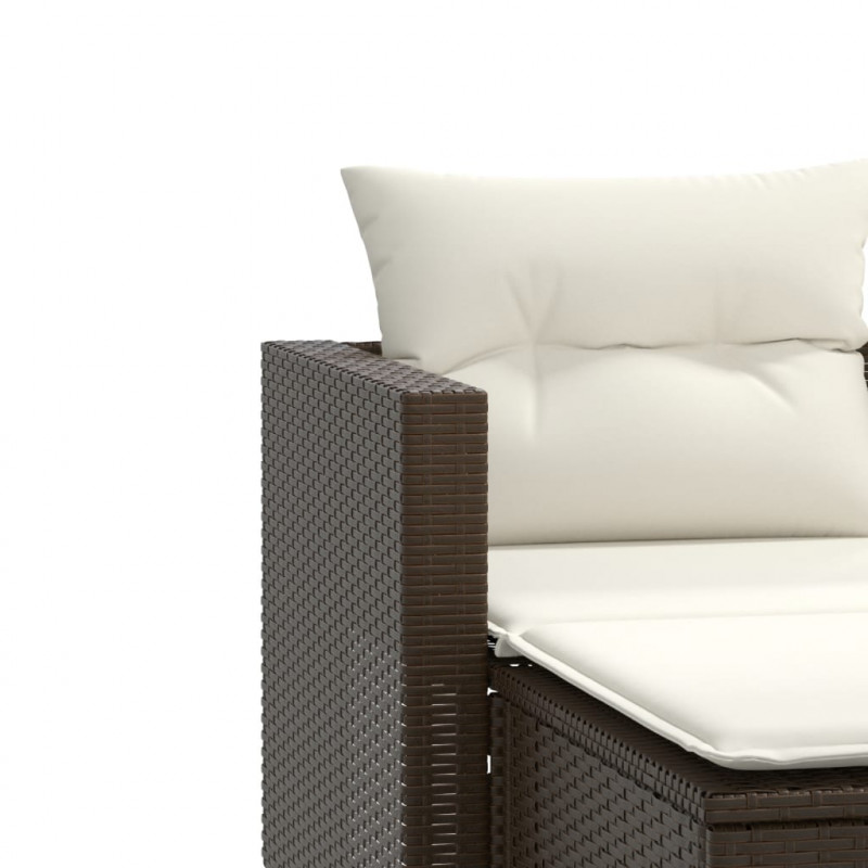 2-osobowa sofa ogrodowa z podnóżkami, brązowa, polirattan