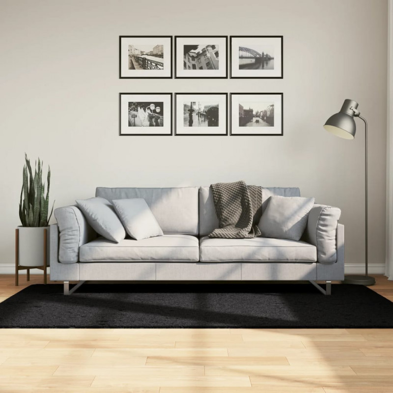 Dywan z długim włosiem PAMPLONA, czarny, 100x200 cm