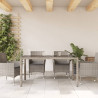 Stół ogrodowy ze szklanym blatem, szary, 150x90x75cm, rattan PE