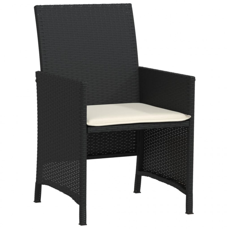 3-cz. zestaw mebli bistro z poduszkami, czarny, polirattan