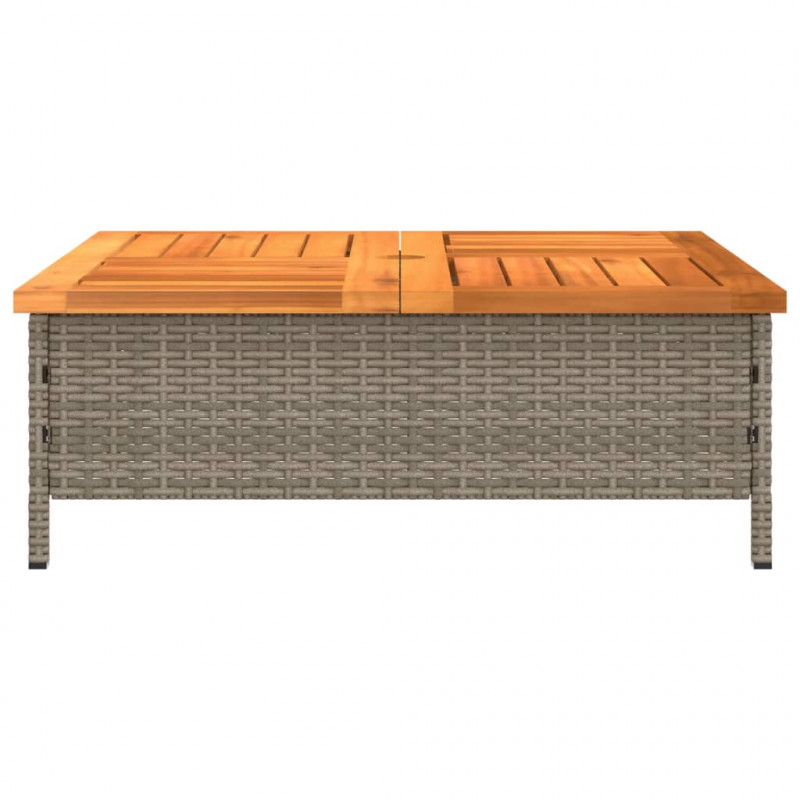 Stolik ogrodowy, szary, 70x70x25 cm, rattan i drewno akacjowe