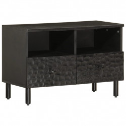 Szafka pod telewizor, czarna, 70x33x46 cm, lite drewno mango