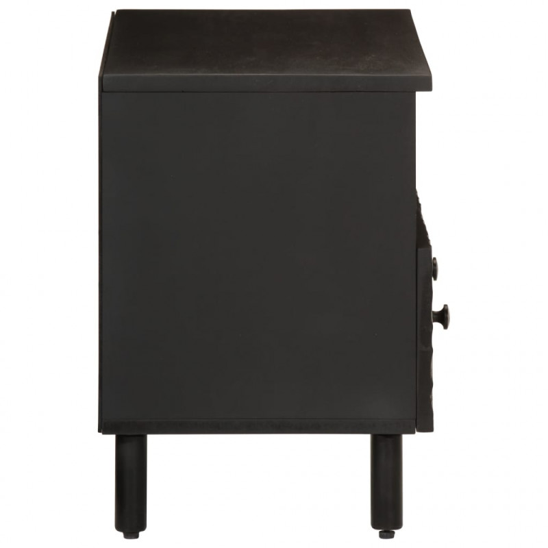 Szafka pod telewizor, czarna, 70x33x46 cm, lite drewno mango