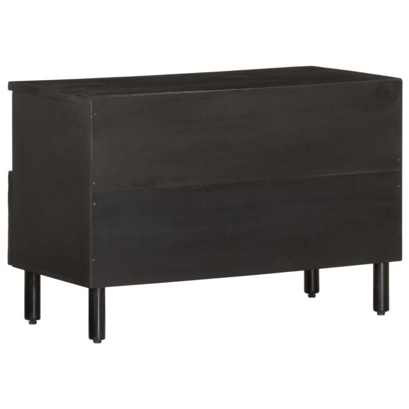 Szafka pod telewizor, czarna, 70x33x46 cm, lite drewno mango