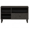 Szafka pod telewizor, czarna, 80x33x46 cm, lite drewno mango