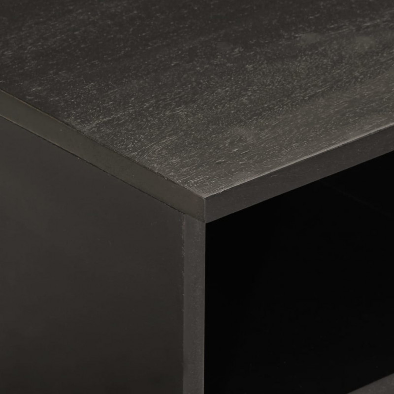 Szafka pod telewizor, czarna, 80x33x46 cm, lite drewno mango