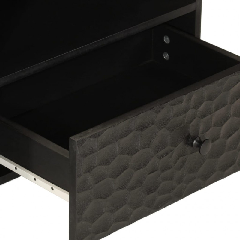 Szafka pod telewizor, czarna, 80x33x46 cm, lite drewno mango