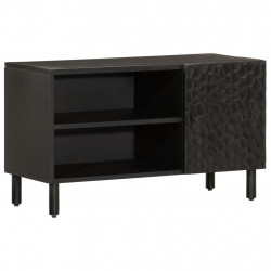 Szafka pod telewizor, czarna, 80x31x46 cm, lite drewno mango