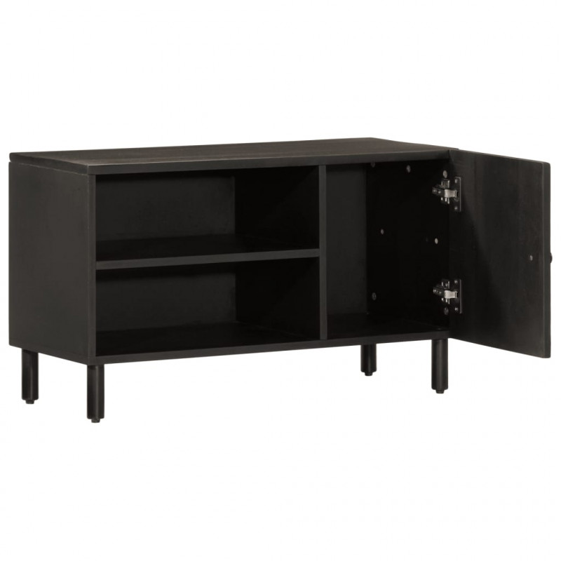 Szafka pod telewizor, czarna, 80x31x46 cm, lite drewno mango