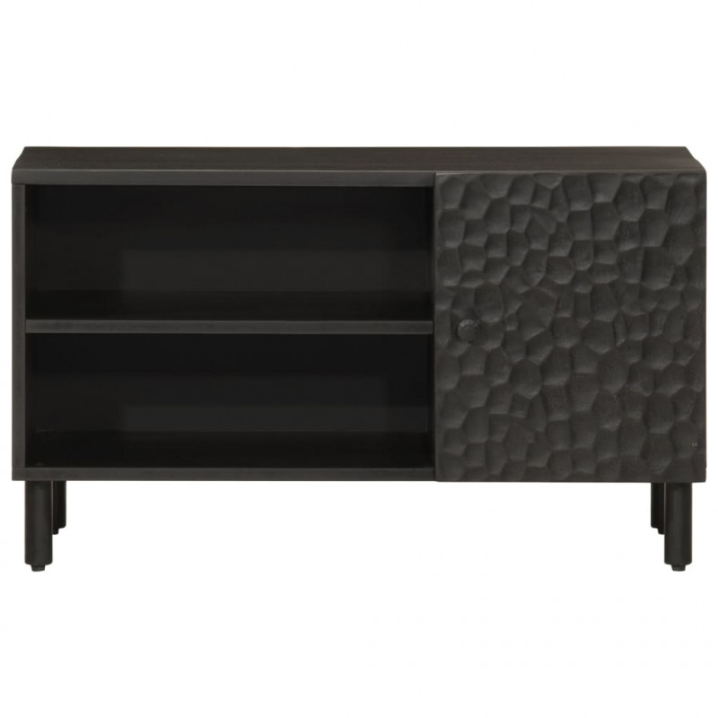 Szafka pod telewizor, czarna, 80x31x46 cm, lite drewno mango