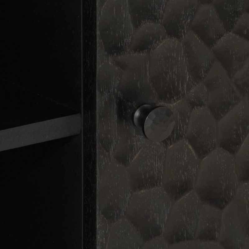 Szafka pod telewizor, czarna, 80x31x46 cm, lite drewno mango