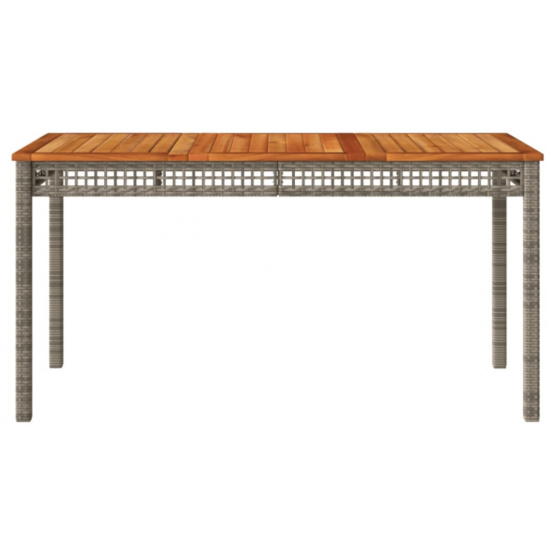 Stół ogrodowy, szary, 140x80x75 cm, polirattan i akacja