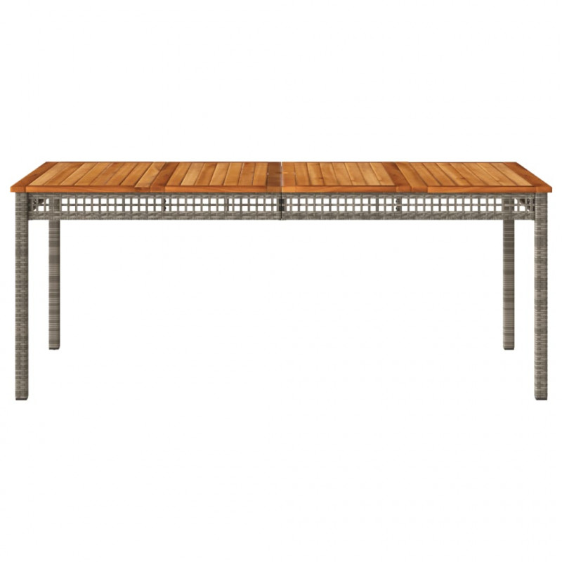 Stół ogrodowy, szary, 180x90x75 cm, polirattan i akacja