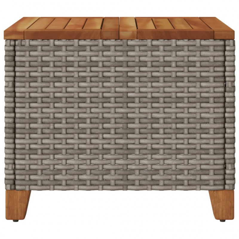 Stolik ogrodowy, szary, 45x45x37 cm, polirattan i akacja