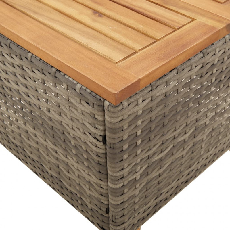 Stolik ogrodowy, szary, 45x45x37 cm, polirattan i akacja