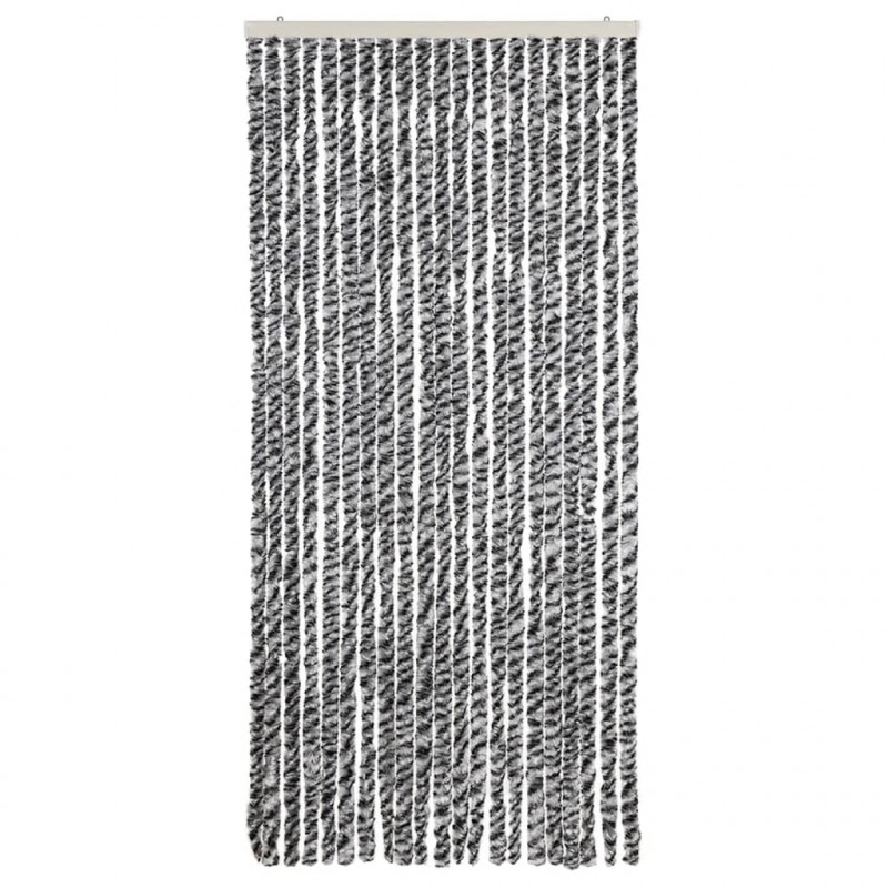 Zasłona przeciwko owadom, szaro-czarno-biała, 90x200, szenilowa