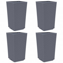 Donice ogrodowe, 4 szt., szare, 32,5x32,5x57, PP