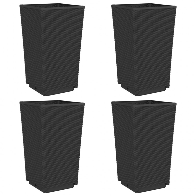 Donice ogrodowe, 4 szt., czarne, 32,5x32,5x57, PP