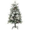 Choinka flokowana śniegiem z lampkami i szyszkami 150 cm PVC/PE