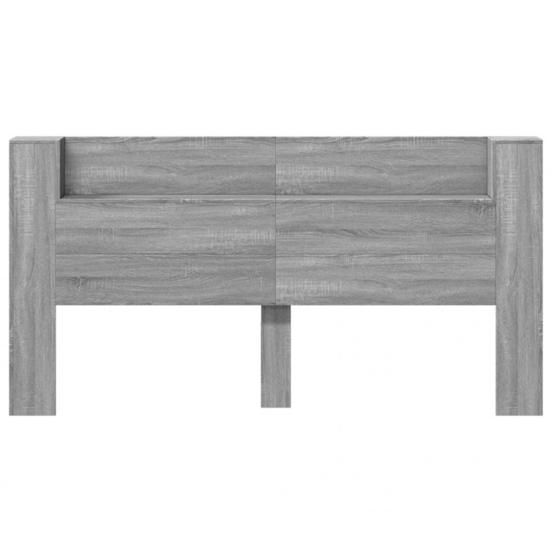 Zagłówek z półką i LED, szary dąb sonoma, 200x16,5x103,5 cm