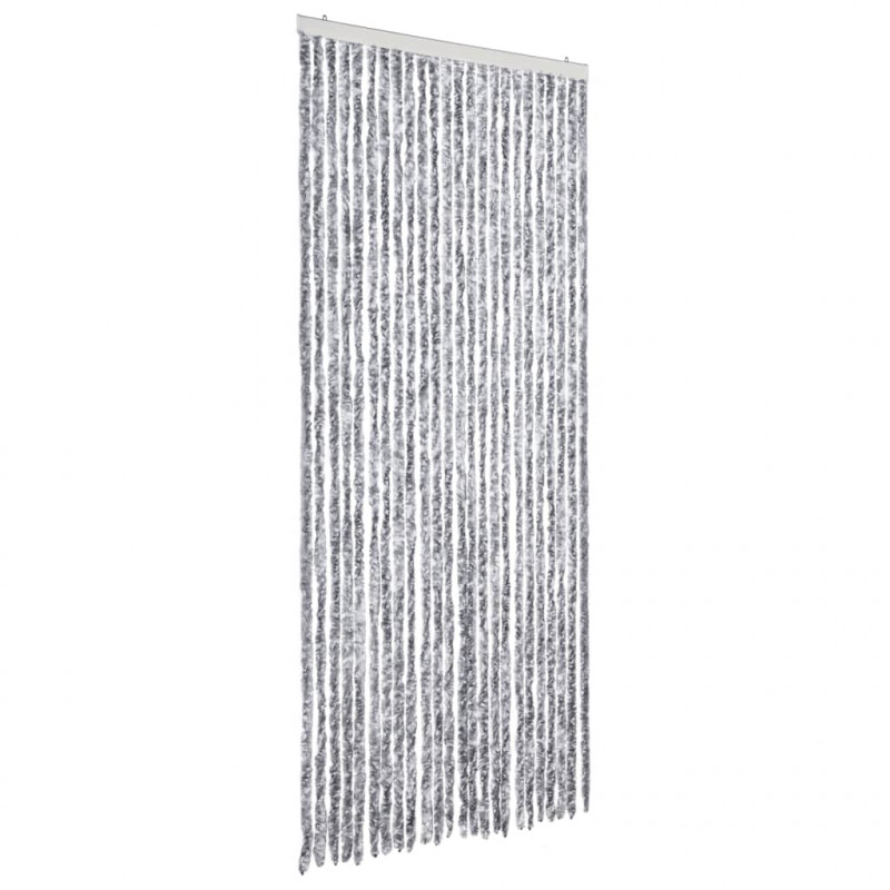 Zasłona przeciwko owadom, biało-szara, 100x230 cm, szenil