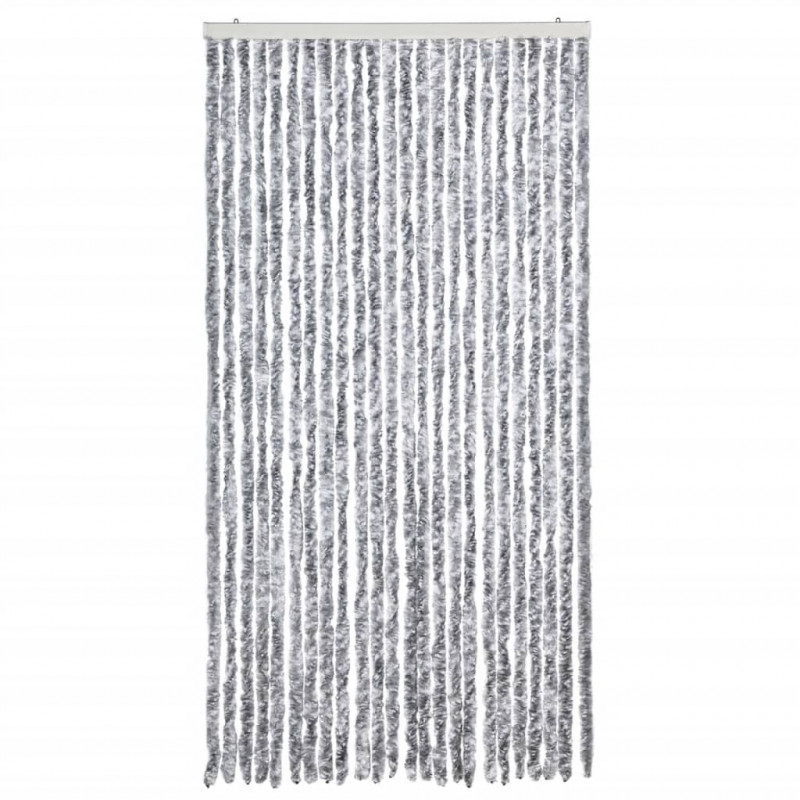 Zasłona przeciwko owadom, biało-szara, 100x230 cm, szenil