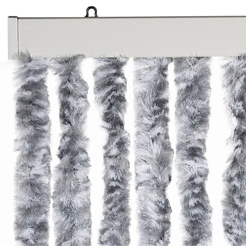 Zasłona przeciwko owadom, biało-szara, 100x230 cm, szenil