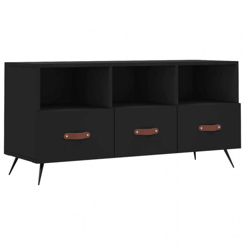 Szafka pod TV, czarna, 102x36x50 cm, materiał drewnopochodny