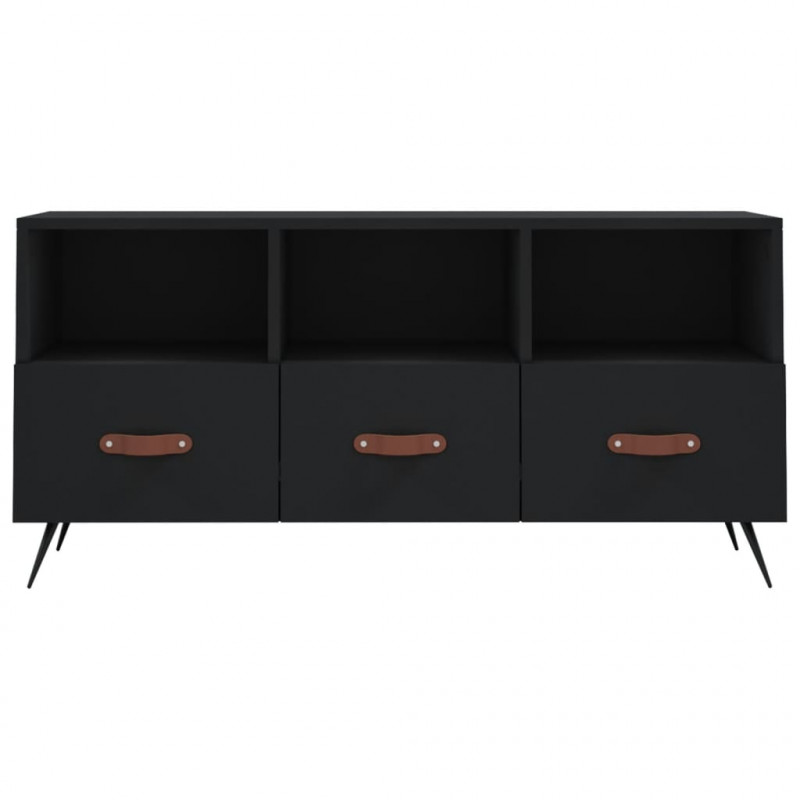 Szafka pod TV, czarna, 102x36x50 cm, materiał drewnopochodny