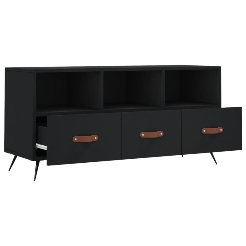Szafka pod TV, czarna, 102x36x50 cm, materiał drewnopochodny