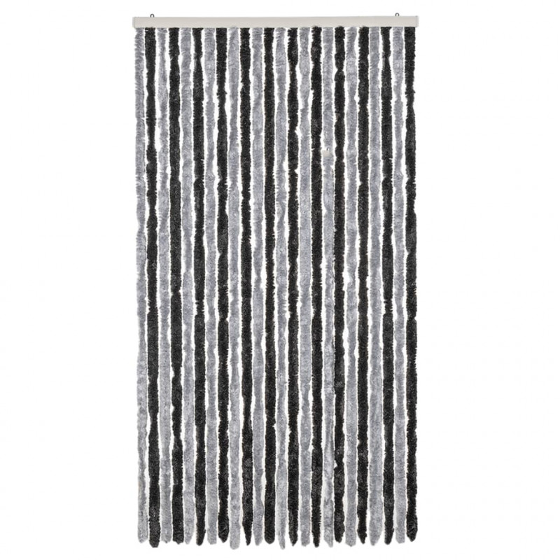 Zasłona przeciwko owadom, szaro-czarna, 100x200 cm, szenilowa