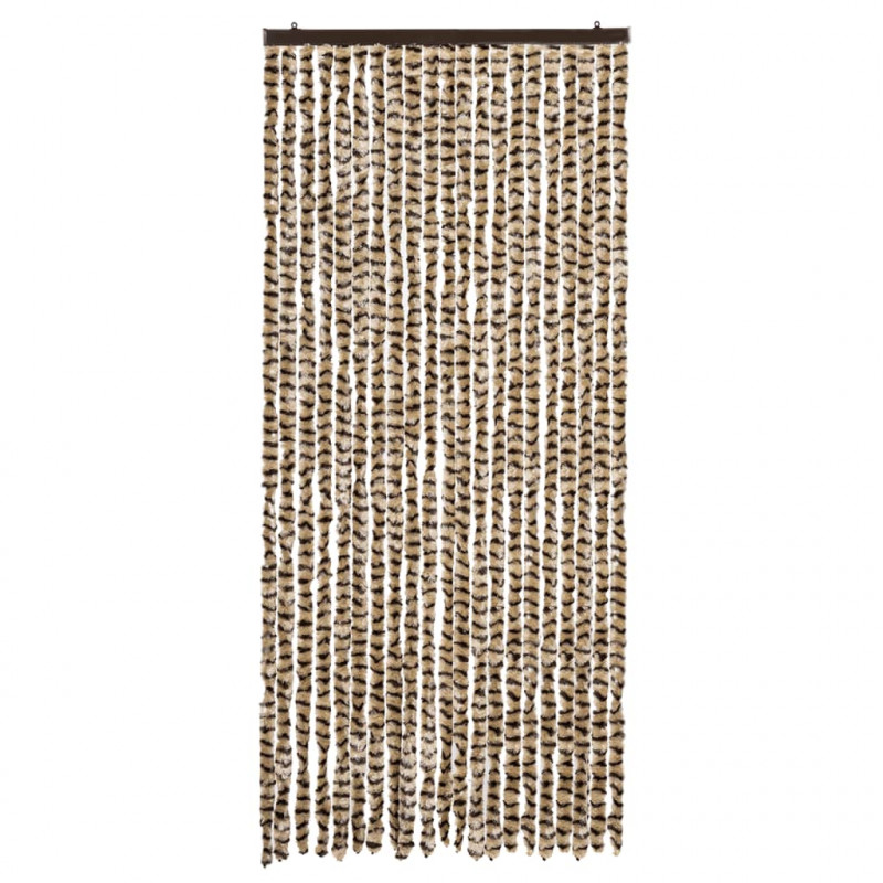 Zasłona przeciwko owadom, beżowo-brązowa, 90x200 cm, szenil