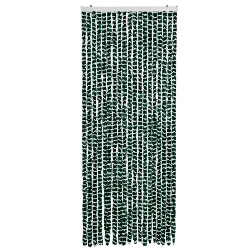Zasłona przeciwko owadom, zielono-biała, 56x200 cm, szenilowa