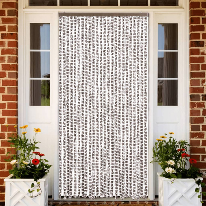 Zasłona przeciwko owadom, taupe i biel, 100x200 cm, szenil