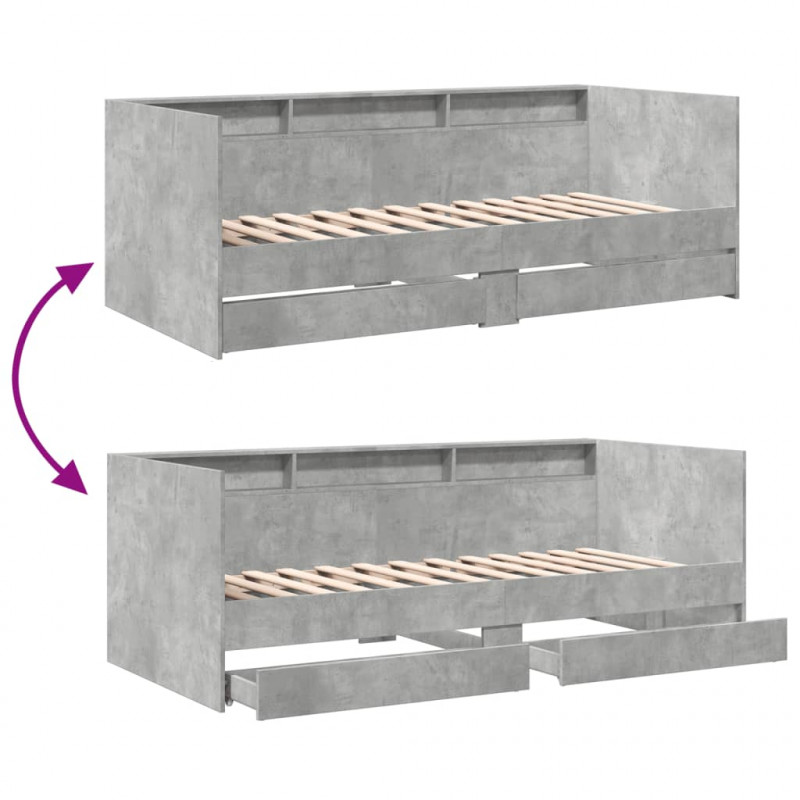 Łóżko dzienne z szufladami, bez materaca, 75x190 cm