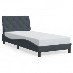 Rama łóżka bez materaca, ciemnoszare, 90x190 cm, aksamitna