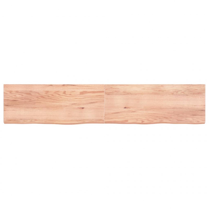Półka, brązowa, 200x40x(2-6) cm, lakierowane lite drewno dębowe