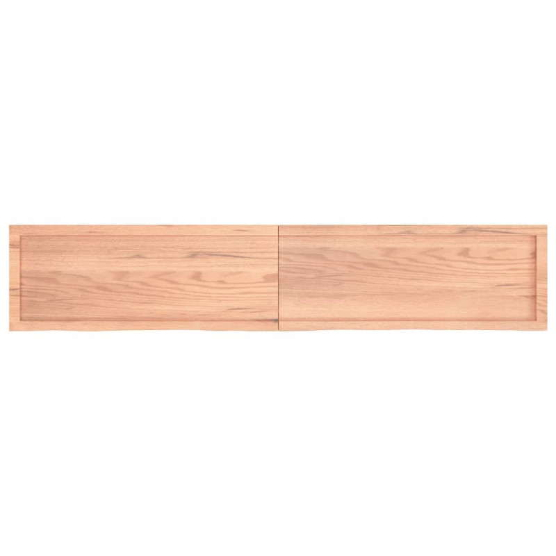 Półka, brązowa, 200x40x(2-6) cm, lakierowane lite drewno dębowe