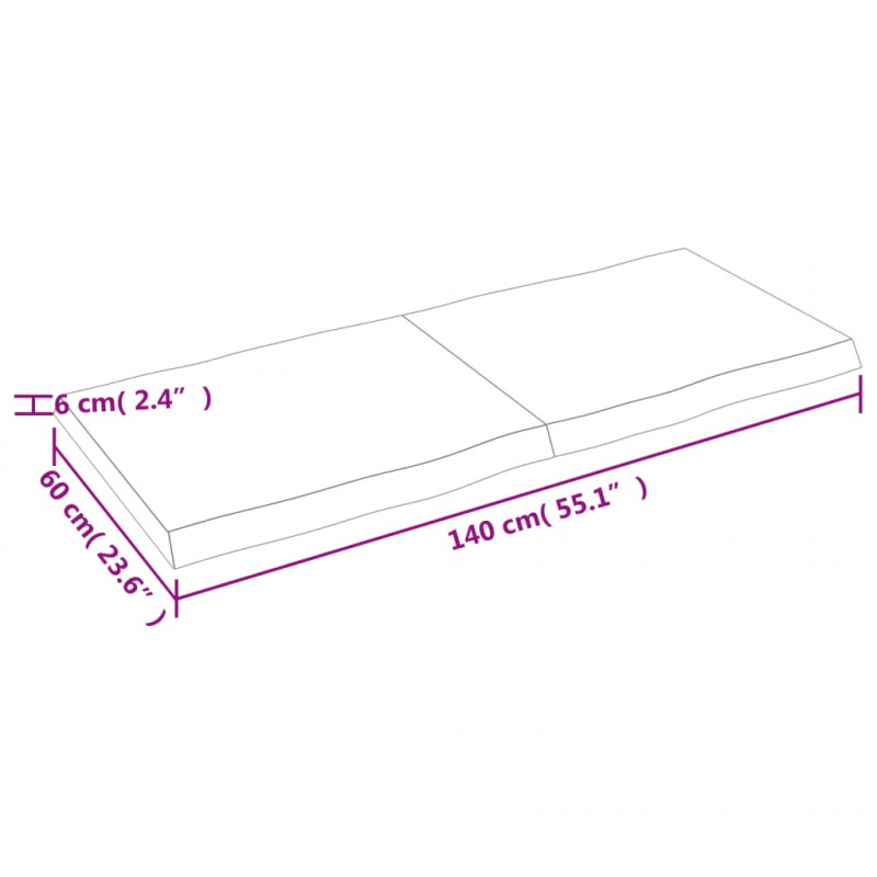 Blat ciemnobrązowy 140x60x(2-6) cm drewno z naturalną krawędzią