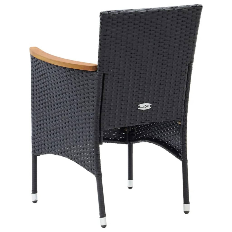 9-cz. zestaw mebli ogrodowych z poduszkami, polirattan, czarny