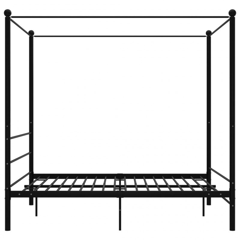 Rama łóżka z baldachimem, czarna, metalowa, 160 x 200 cm