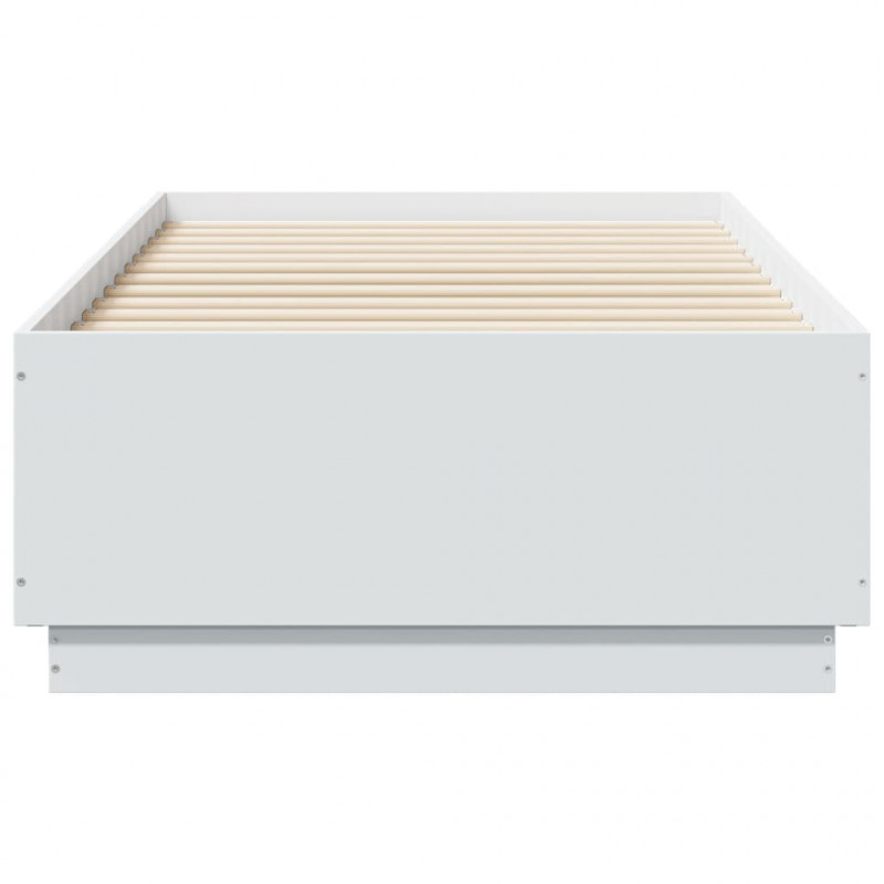 Rama łóżka z LED, biała, 75x190 cm, materiał drewnopochodny