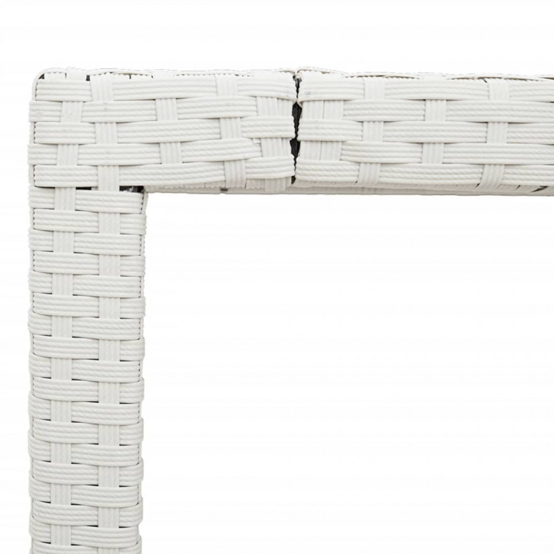 Stół ogrodowy ze szklanym blatem, biały 190x90x75 cm, rattan PE