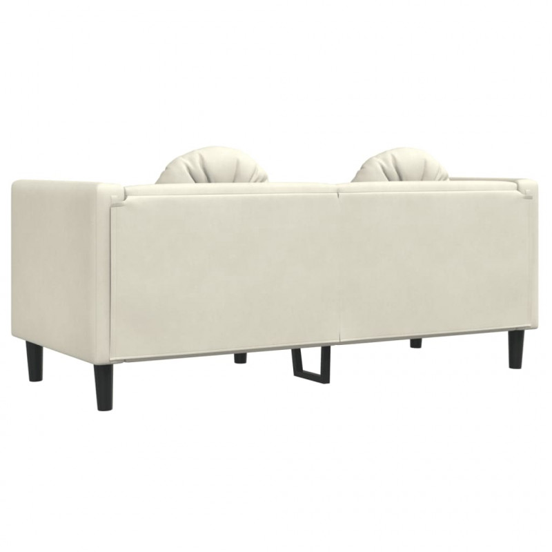 Sofa 2-osobowa z poduszkami, kremowa, aksamit