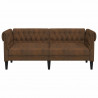 Sofa Chesterfield, dwuosobowa, brązowa, obita tkaniną