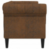 Sofa Chesterfield, dwuosobowa, brązowa, obita tkaniną
