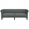 Sofa Chesterfield, trzyosobowa, ciemnoszara, obita tkaniną