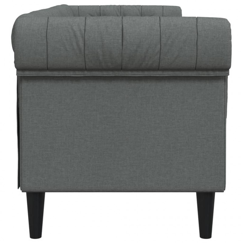 Sofa Chesterfield, trzyosobowa, ciemnoszara, obita tkaniną