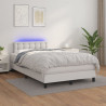 Łóżko kontynentalne z materacem i LED, białe, 120x190 cm