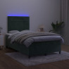Łóżko kontynentalne z materacem i LED, ciemnozielone, 120x190cm